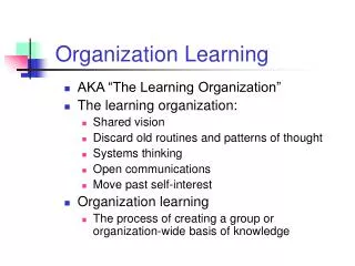 Organization Learning