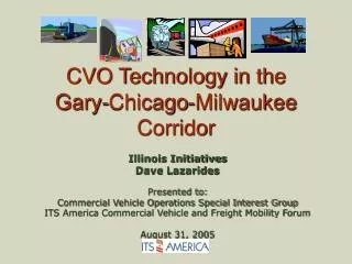 CVO Technology in the Gary-Chicago-Milwaukee Corridor