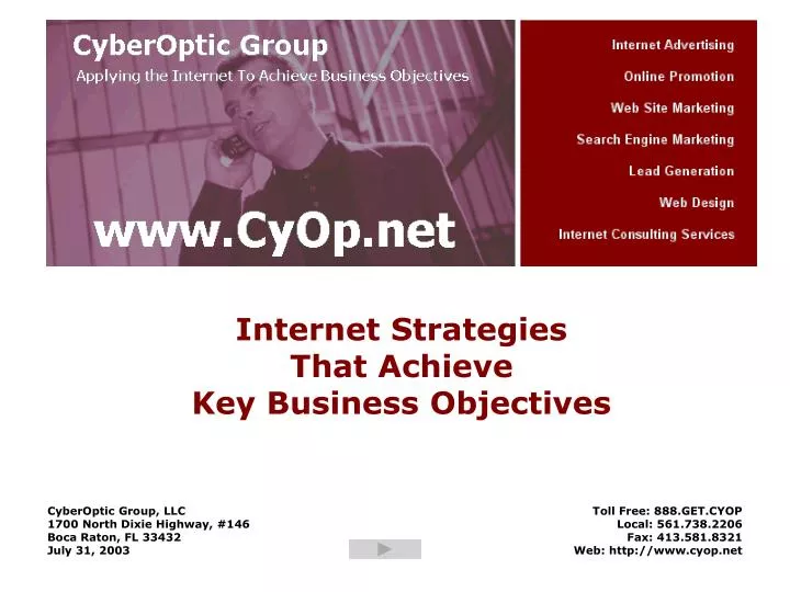 internet strategies that achieve key business objectives
