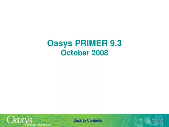 oasys primer 9 3 october 2008