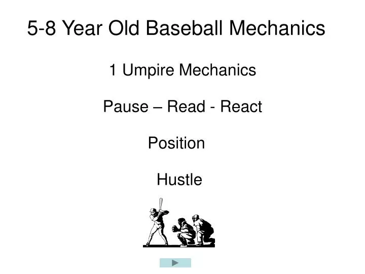 5 8 year old baseball mechanics