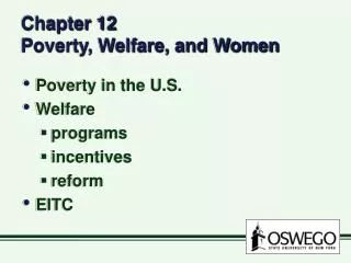 Chapter 12 Poverty, Welfare, and Women