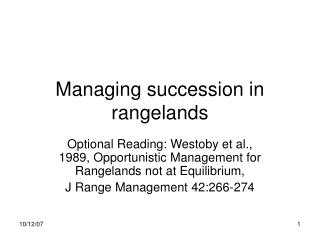 Managing succession in rangelands