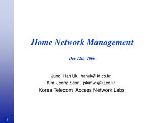 Home Network Management Dec 12th, 2000