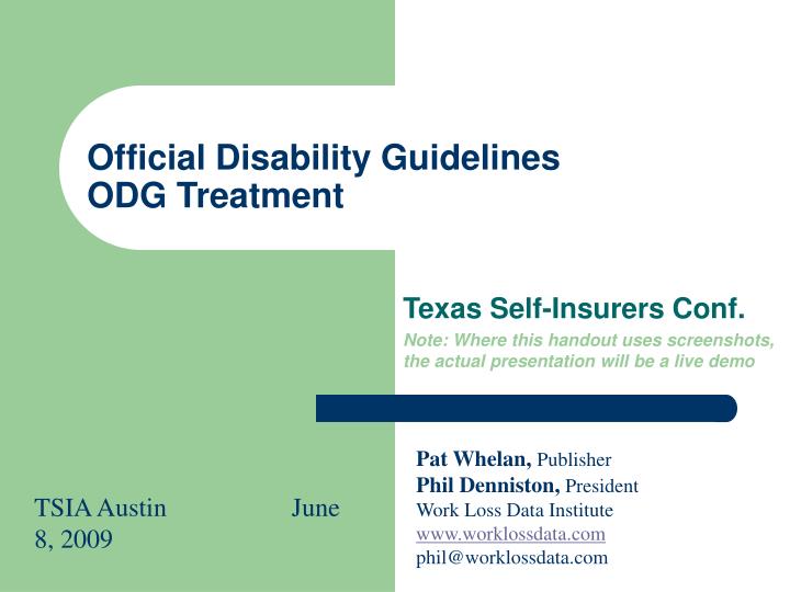 official disability guidelines odg treatment