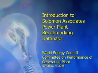 Introduction to Solomon Associates Power Plant Benchmarking Database