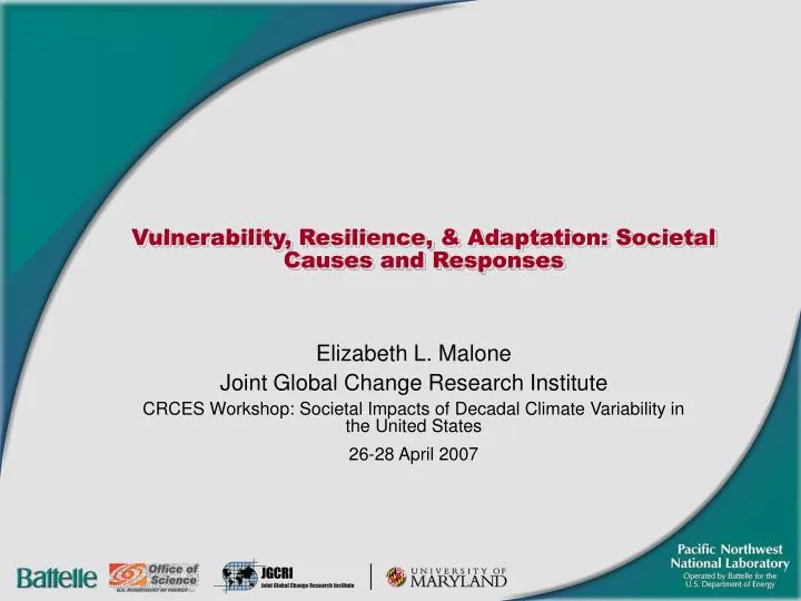 vulnerability resilience adaptation societal causes and responses