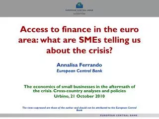 Access to finance in the euro area: what are SMEs telling us about the crisis?