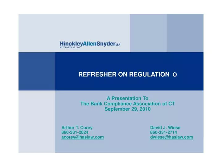 refresher on regulation o