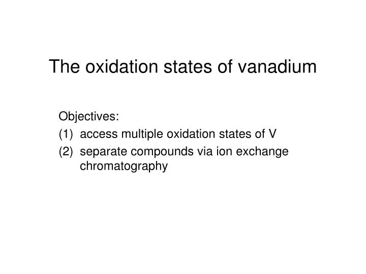 the oxidation states of vanadium