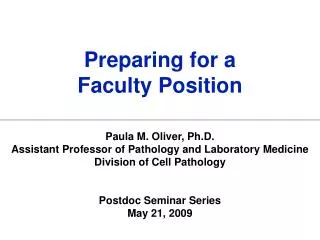 Preparing for a Faculty Position