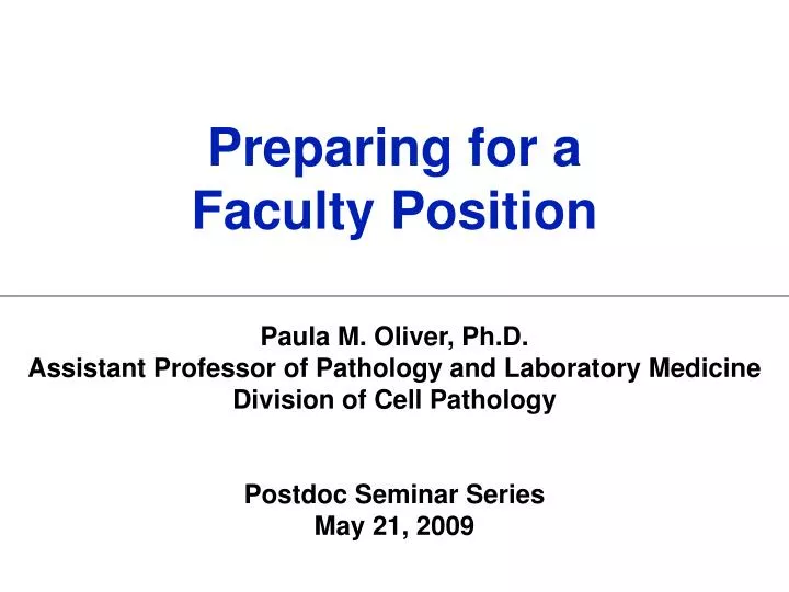 preparing for a faculty position