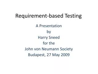 Requirement-based Testing