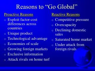 Reasons to “Go Global”