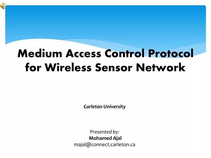 medium access control protocol for wireless sensor network