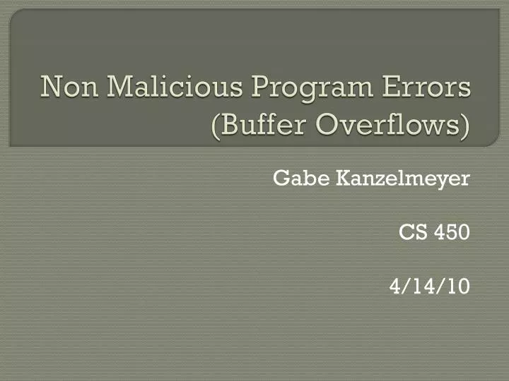 non malicious program errors buffer overflows