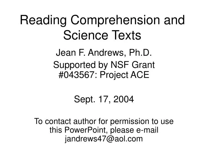 reading comprehension and science texts