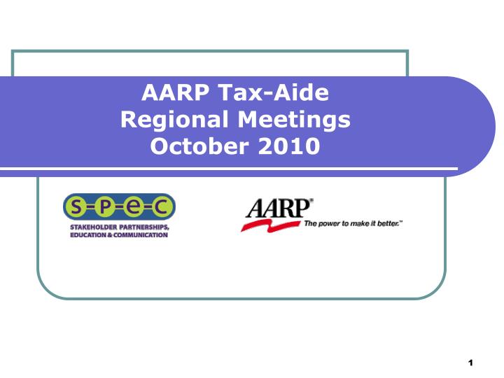 aarp tax aide regional meetings october 2010