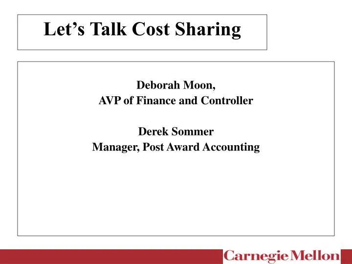 let s talk cost sharing