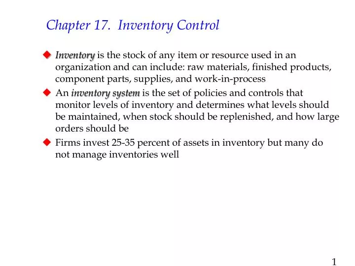 chapter 17 inventory control