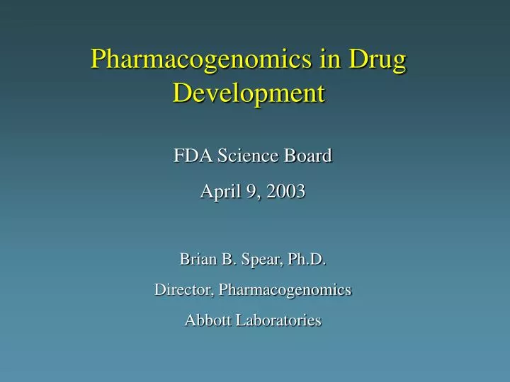 pharmacogenomics in drug development