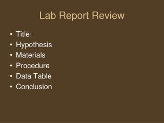 Lab Report Review