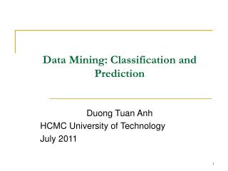 Data Mining: Classification and Prediction