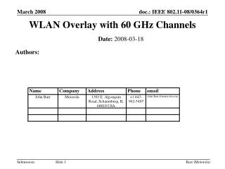 WLAN Overlay with 60 GHz Channels