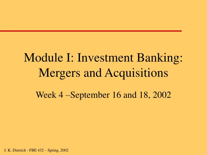 module i investment banking mergers and acquisitions