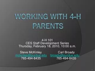 Working with 4-H Parents