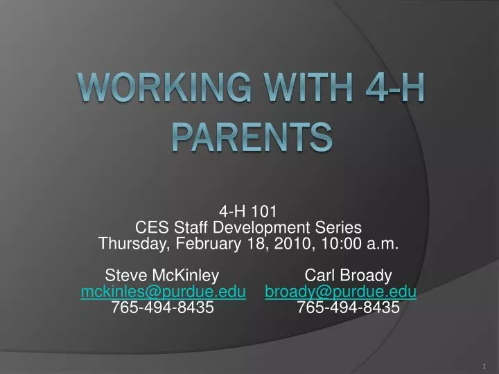 working with 4 h parents