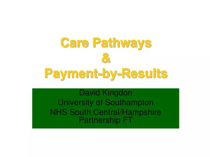 care pathways payment by results