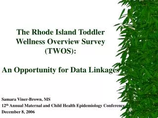 The Rhode Island Toddler Wellness Overview Survey (TWOS): An Opportunity for Data Linkages