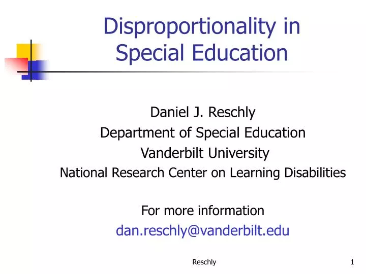 disproportionality in special education