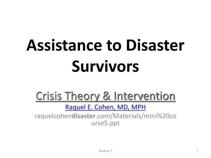 assistance to disaster survivors