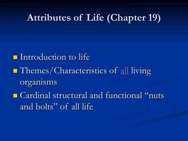 attributes of life chapter 19