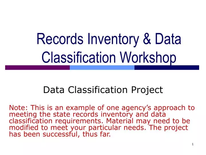 records inventory data classification workshop
