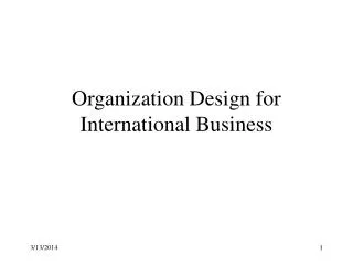 Organization Design for International Business