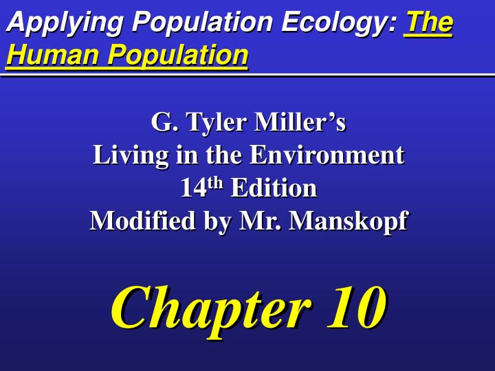applying population ecology the human population