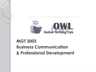MGT 3003 Business Communication &amp; Professional Development