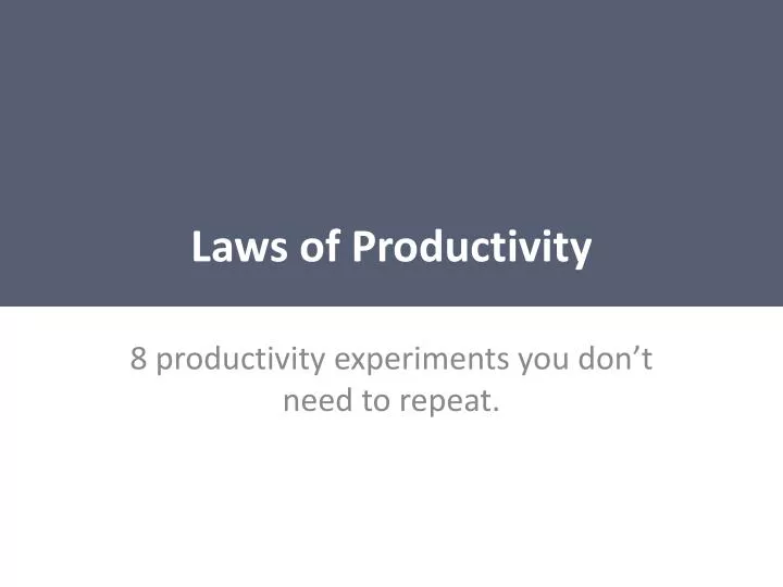 laws of productivity