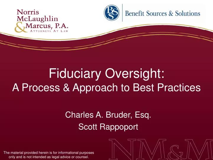 fiduciary oversight a process approach to best practices