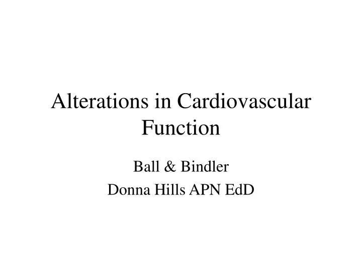 alterations in cardiovascular function