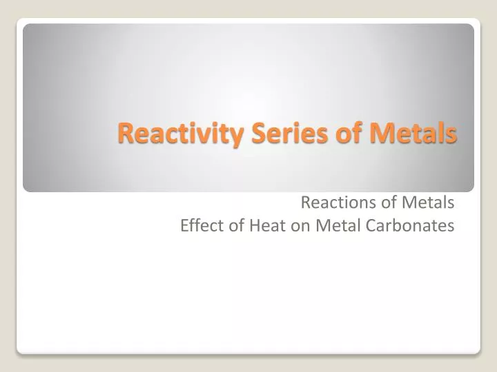 reactivity series of metals