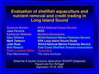 Evaluation of shellfish aquaculture and nutrient removal and credit trading in Long Island Sound