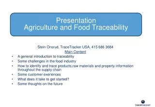 Presentation Agriculture and Food Traceability