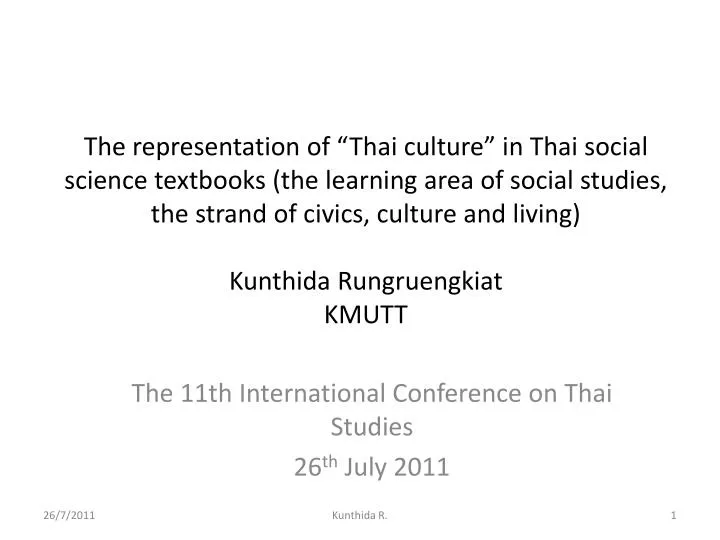 the 11th international conference on thai studies 26 th july 2011