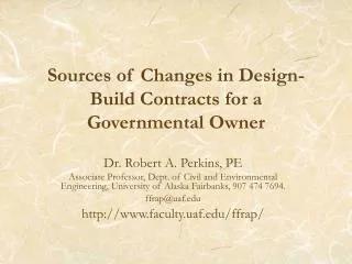 Sources of Changes in Design-Build Contracts for a Governmental Owner