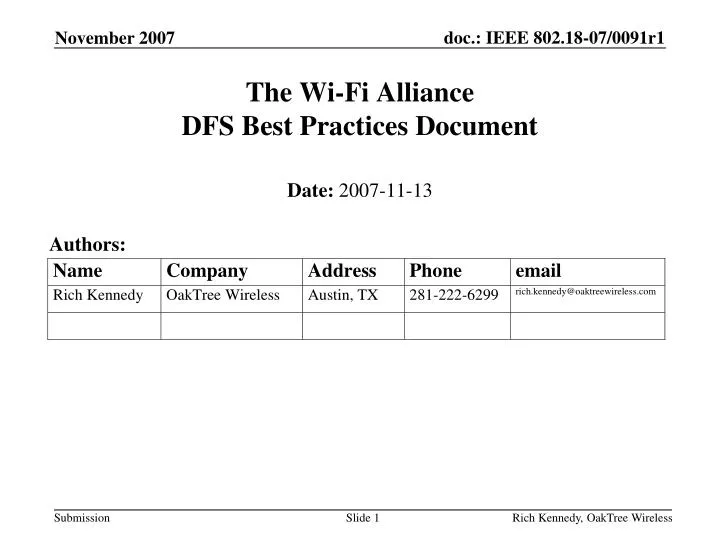 the wi fi alliance dfs best practices document