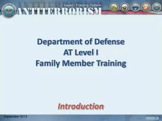 Department of Defense AT Level I Family Member Training Introduction